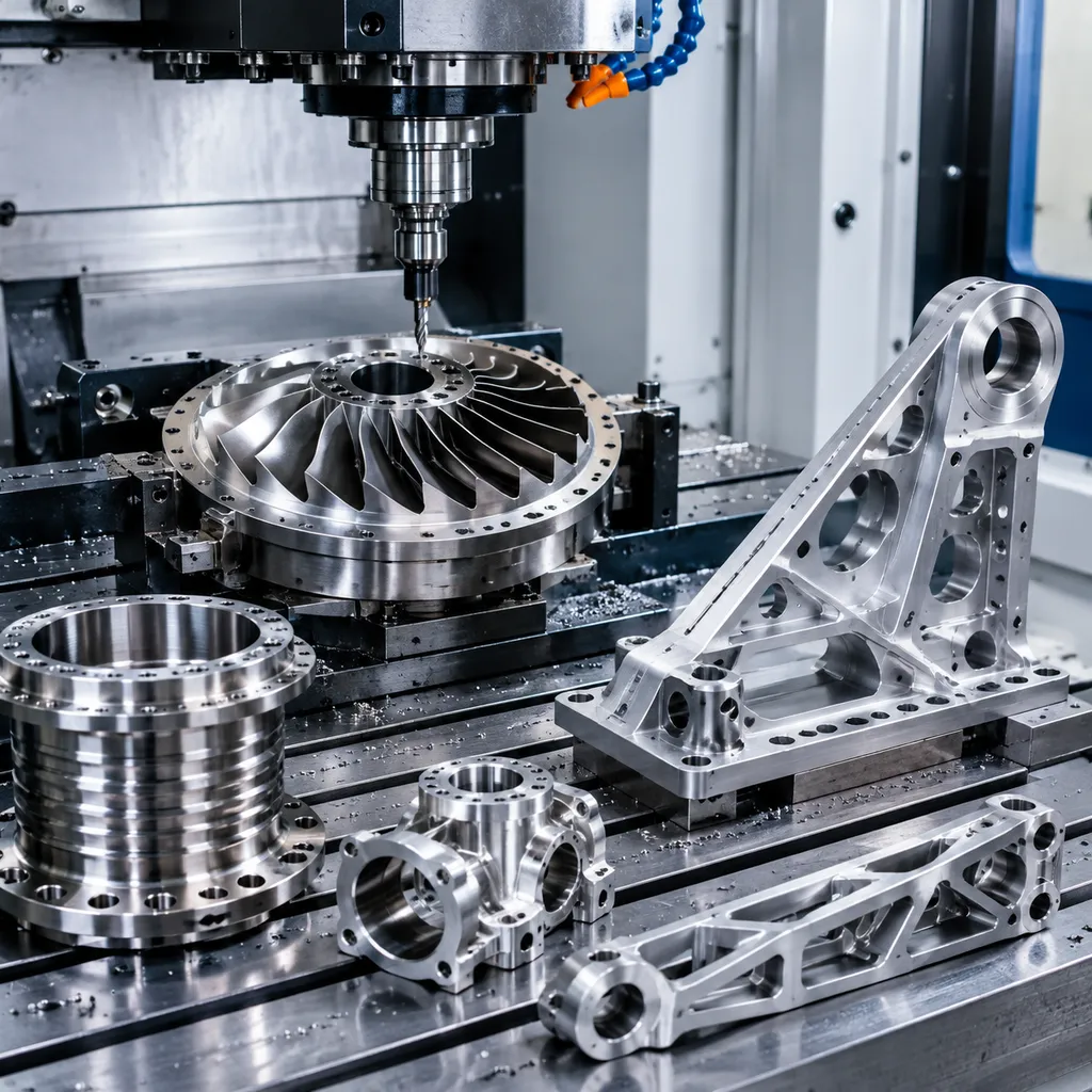 Precision aerospace titanium and aluminum components machined by CNC