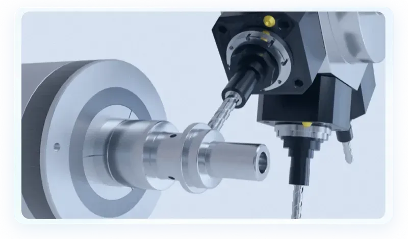 CNC lathe turning a precision metal shaft